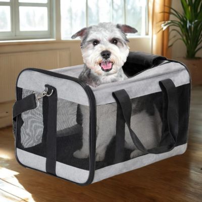 sac de transport chien Carrier gris noir