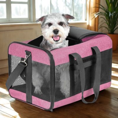 sac de transport chien Carrier rose noir