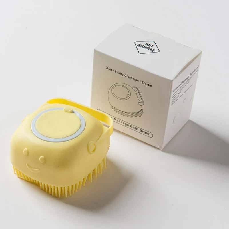 brosse-de-bain-pour-chien-jaune