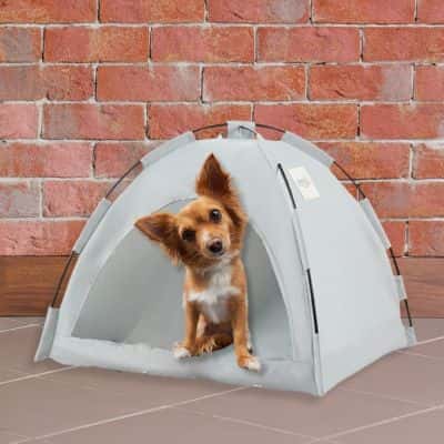 couchage pour chien dome gris
