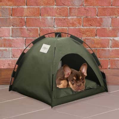 couchage pour chien dome verte