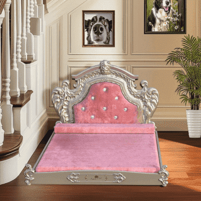 lit pour chien rose