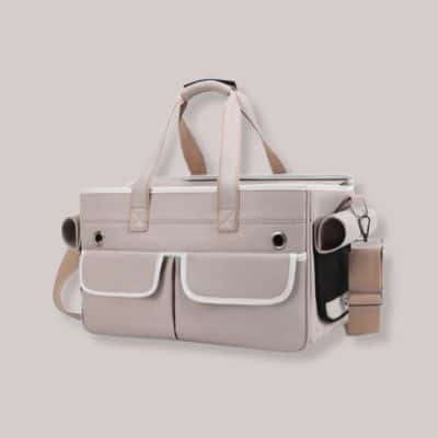 sac de transport chien blanc Esthetics avec poches laterales