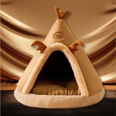 tente pour chien canvas marron