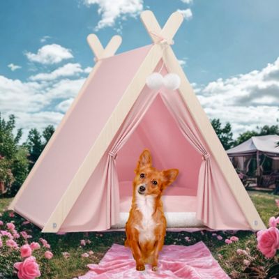 tente pour chien en bois TentPink